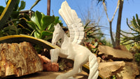 Polished White Marble Pegasus Carving x 1 From Zimbabwe