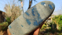 Polished Blue Spotted Spinel Quartz Standing Free Forms x 2 From Madagascar