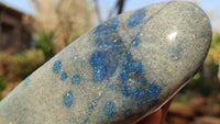 Polished Blue Spotted Spinel Quartz Standing Free Forms x 2 From Madagascar