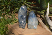 Polished Blue Spotted Spinel Quartz Standing Free Forms x 2 From Madagascar