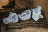 Natural Etched Blue Chalcedony Specimens  x 3 From Nsanje, Malawi