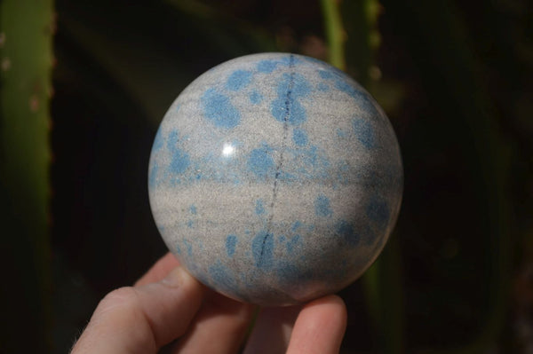 Polished Blue Spotted Spinel Quartz Spheres x 2 From Madagascar