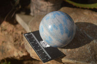 Polished Blue Spotted Spinel Quartz Spheres x 2 From Madagascar