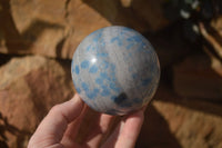 Polished Blue Spotted Spinel Quartz Spheres x 2 From Madagascar