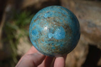 Polished Blue Apatite Spheres  x 3 From Betroka, Madagascar