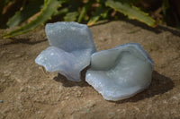 Natural Etched Blue Chalcedony Specimens  x 12 From Nsanje, Malawi