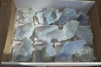 Natural Etched Blue Chalcedony Specimens  x 12 From Nsanje, Malawi