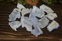 Natural Etched Blue Chalcedony Specimens  x 12 From Nsanje, Malawi