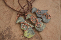 Polished Copper Wire Wrapped Leopard stone Eagle Pendants  x 6 From Zimbabwe