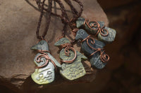 Polished Copper Wire Wrapped Leopard stone Eagle Pendants  x 6 From Zimbabwe