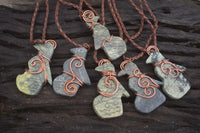 Polished Copper Wire Wrapped Leopard stone Eagle Pendants  x 6 From Zimbabwe