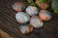 Polished Polychrome Jasper Hearts  x 6 From Mahajanga, Madagascar