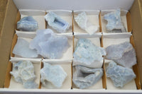 Natural Etched Blue Chalcedony Specimens  x 12 From Nsanje, Malawi