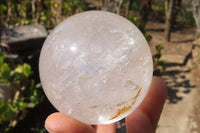 Polished Clear & Smokey Quartz Crystal Balls x 4 From Madagascar