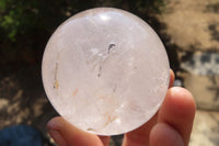 Polished Clear & Smokey Quartz Crystal Balls x 4 From Madagascar