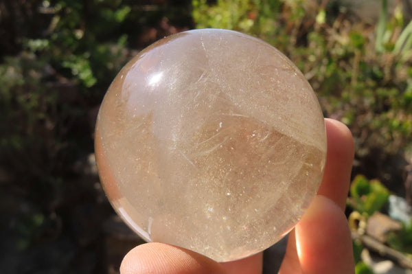 Polished Clear & Smokey Quartz Crystal Balls x 4 From Madagascar