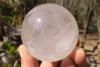 Polished Clear & Smokey Quartz Crystal Balls x 4 From Madagascar