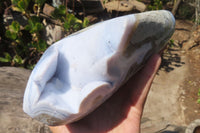 Polished Blue Lace Agate Standing Free Form x 1 From Nsanje, Malawi