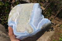 Polished Blue Lace Agate Standing Free Form x 1 From Nsanje, Malawi