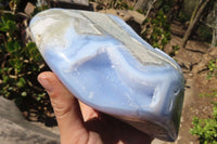 Polished Blue Lace Agate Standing Free Form x 1 From Nsanje, Malawi