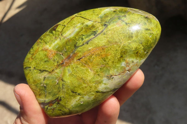 Polished Green Opal Standing Free Forms  x 6 From Antsirabe, Madagascar