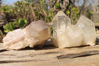 Natural White Phantom Smokey Quartz Clusters x 12 From Luena, Congo