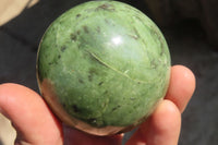 Polished Green Chrysoprase Spheres  x 4 From Madagascar