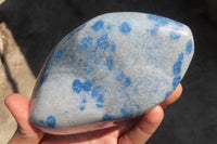 Polished Blue Spotted Spinel Quartz Standing Free Forms x 2 From Madagascar