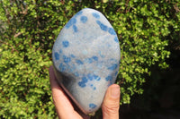 Polished Blue Spotted Spinel Quartz Standing Free Forms x 2 From Madagascar