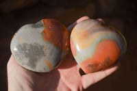 Polished Polychrome Jasper Hearts  x 6 From Mahajanga, Madagascar