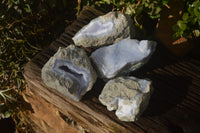 Natural Blue Lace Agate Geode Specimens  x 4 From Nsanje, Malawi