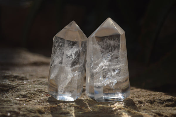 Polished Clear Quartz Crystal Points x 12 From Madagascar