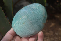 Polished Blue Amazonite Standing Free Forms  x 3 From Ambositra, Madagascar