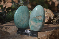 Polished Blue Amazonite Standing Free Forms  x 3 From Ambositra, Madagascar