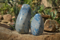 Polished Blue Spotted Spinel Quartz Standing Free Forms x 2 From Madagascar