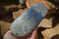 Polished Blue Spotted Spinel Quartz Standing Free Forms x 2 From Madagascar