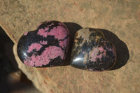 Polished Rhodonite Hearts x 4 From Ambindavato, Madagascar