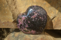 Polished Rhodonite Hearts x 4 From Ambindavato, Madagascar