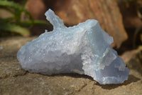 Natural Etched Blue Chalcedony Specimens  x 3 From Malawi