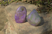 Polished Stichtite & Serpentine Standing Free Forms x 2 From Barberton, South Africa