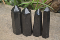 Polished Black Basalt Points  x 6 From Madagascar