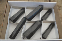 Polished Black Basalt Points  x 6 From Madagascar