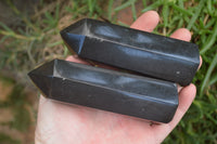 Polished Black Basalt Points  x 6 From Madagascar