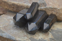 Polished Black Basalt Points  x 6 From Madagascar