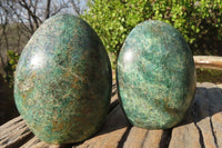 Polished Chrysocolla & Malachite In Quartz Standing Free Forms x 2 From Madagascar