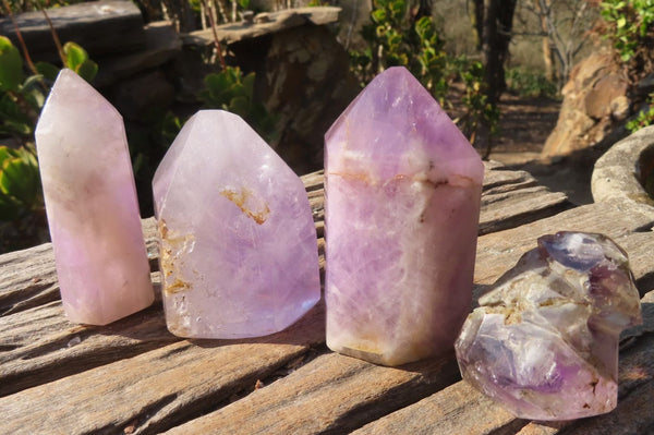 Polished Window Amethyst Crystals x 4 From Ankazobe, Madagascar