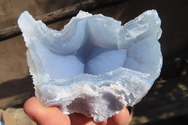 Natural Etched Blue Chalcedony Specimens  x 6 From Malawi