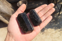 Natural Schorl Alluvial Black Tourmaline Specimens x 12 From Zimbabwe