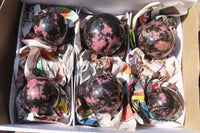 Polished Rhodonite Spheres  x 6 From Ambindavato, Madagascar