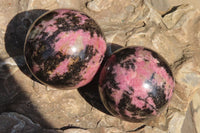 Polished Rhodonite Spheres  x 6 From Ambindavato, Madagascar